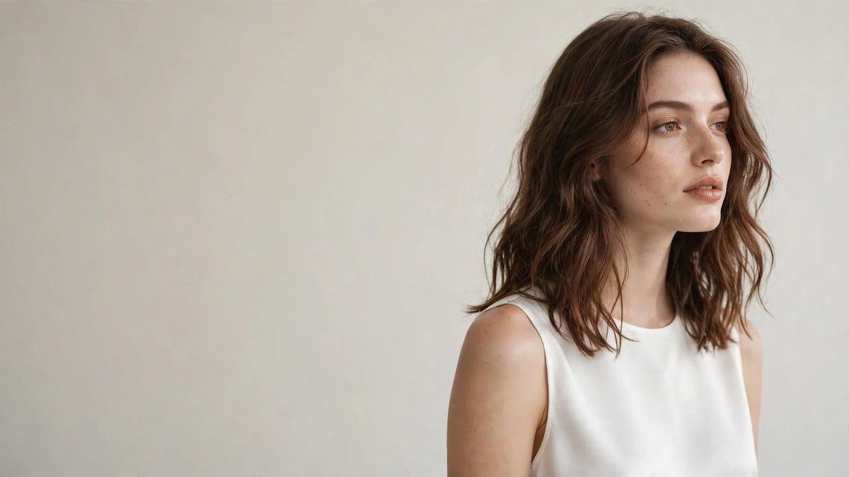 Femme portant un haut en soie blanc sans manches