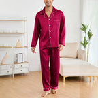 pyjama en soie long homme rouge