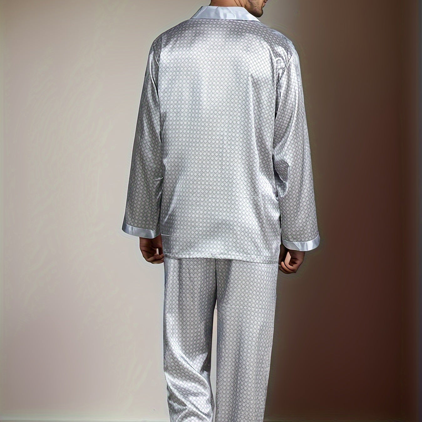 Pyjama en soie long homme gris luxe